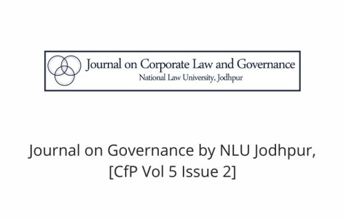 Journal on Governance by NLU Jodhpur, [CfP Vol 5 Issue 2]