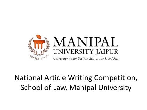 National Article Writing Competition, School of Law, Manipal University